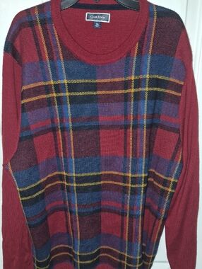 Club Room Red Plaid Light Sweater XXL